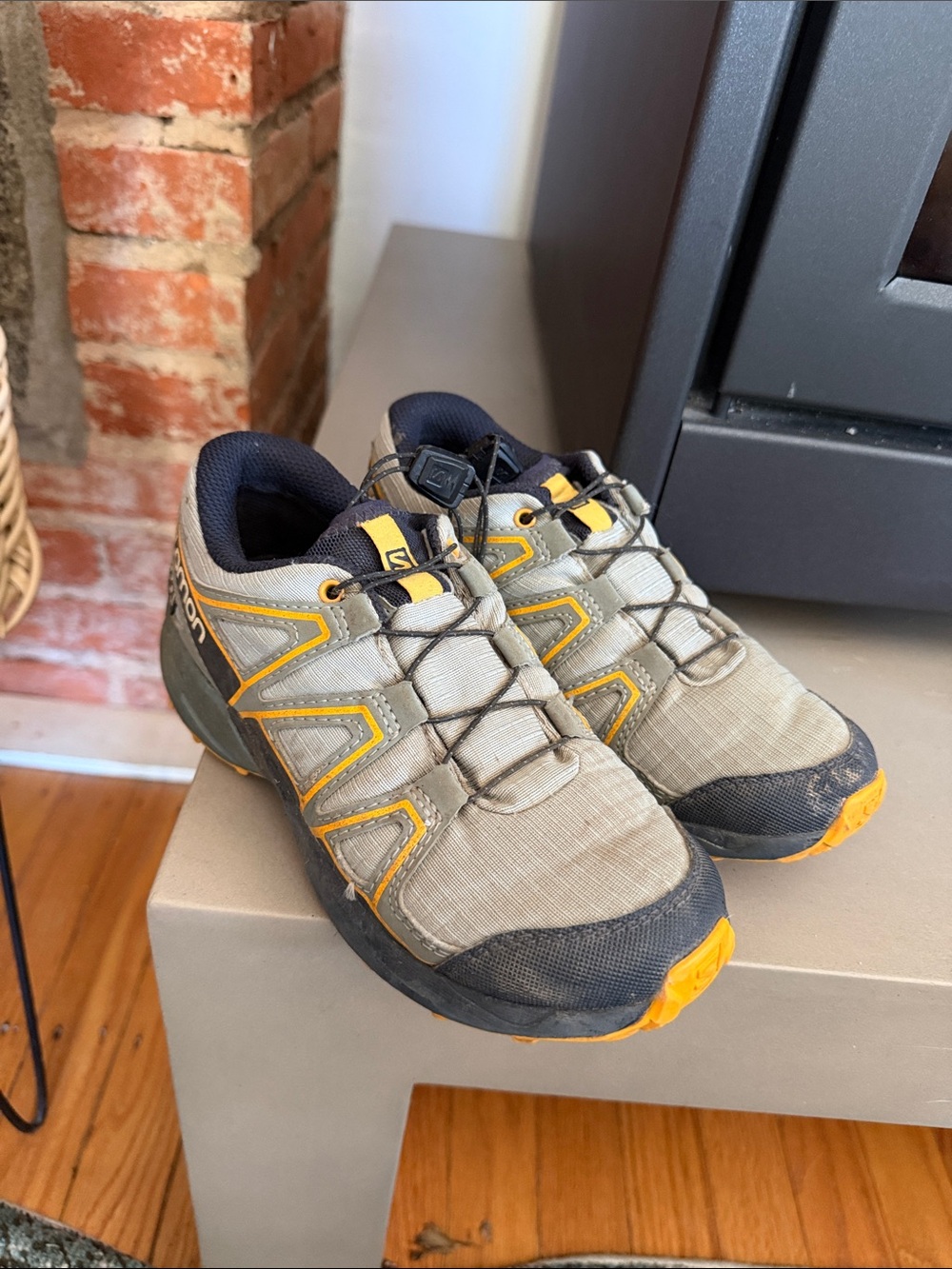 Salomon Kids' Gray and Yellow Trail Sneakers